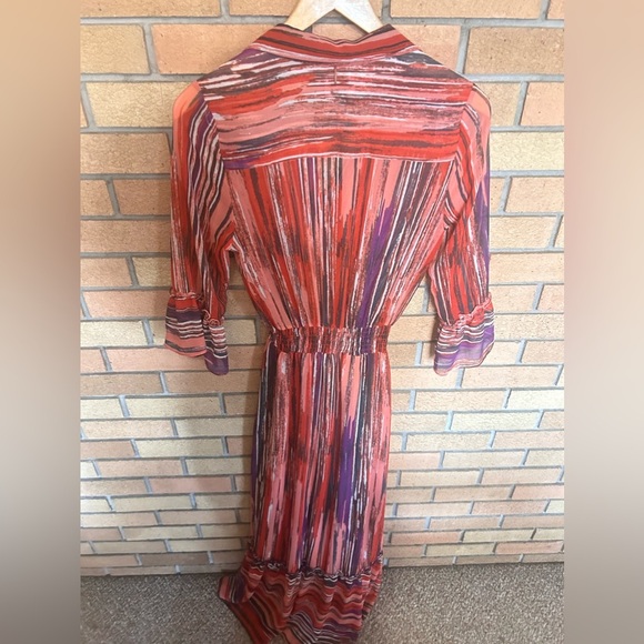 Misa Los Angeles Ofelia Striped Chiffon Long Shirt Dress Size XS - Picture 4 of 7